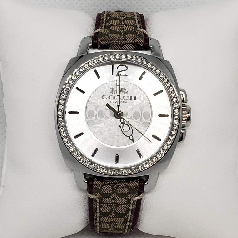 Coach Signature Boyfriend Watch Khaki/Burgundy